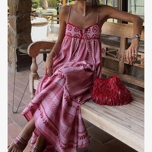Elegant Pink Patterned Maxi Dress